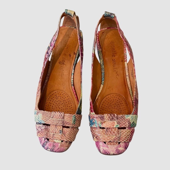 GENTLE SOULS IT’S SO FUN MULTICOLOR PASTEL LEATHER SLIP-ON FLATS  PINK FLATS - Picture 1 of 14